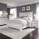 Abbey Park King California Panel Bed, Dresser & Mirror, Chest, Night Stand Bedroom Sets Antique White & Weathered Brown 8