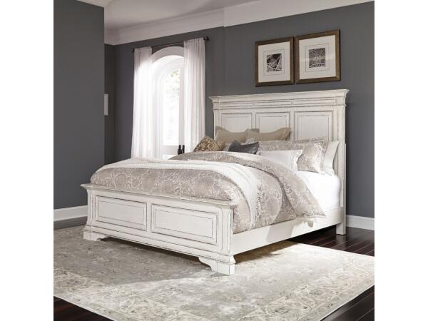 Abbey Park King California Panel Bed Beds Antique White & Weathered Brown 2