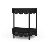 Scalloped Half Round Rattan Side Table - Image 3
