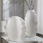 Ruffled Feathers Indoor-outdoor Vases, White, S/2 - Image 4