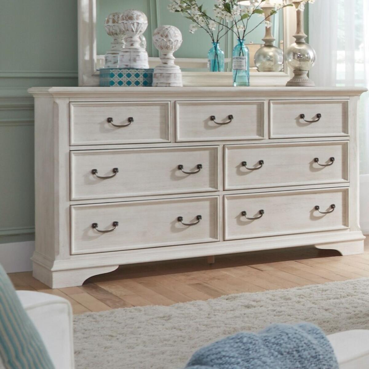 Bayside 7 Drawer Dresser Dressers Antique White w/ Heavy Wirebrush 2 Bayside 7 Drawer Dresser Dressers Antique White w/ Heavy Wirebrush 2