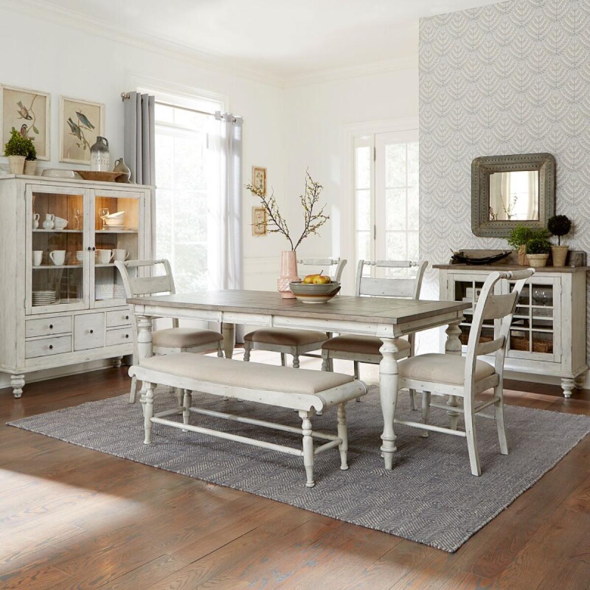 Whitney 6 Piece Rectangular Table Set Dining Sets Antique Linen w/ Weathered Gray 2 Whitney 6 Piece Rectangular Table Set Dining Sets Antique Linen w/ Weathered Gray 2