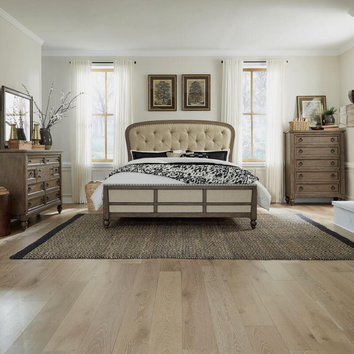 b4f954eae939e622e6582f2214ca3b34 Americana Farmhouse King Shelter Bed, Dresser & Mirror, Chest - Image 1