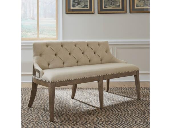 Americana Farmhouse Uph Shelter Dining Bench Chairs & Benches Brown