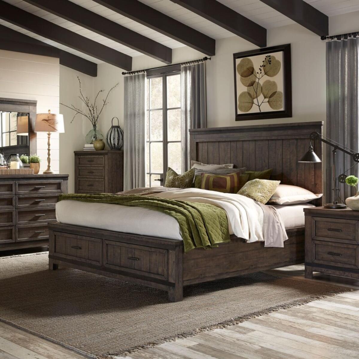 b602f721f7945a138edf397fe779bcde King Two Sided Storage Bed, Dresser & Mirror, Night Stand - Image 1