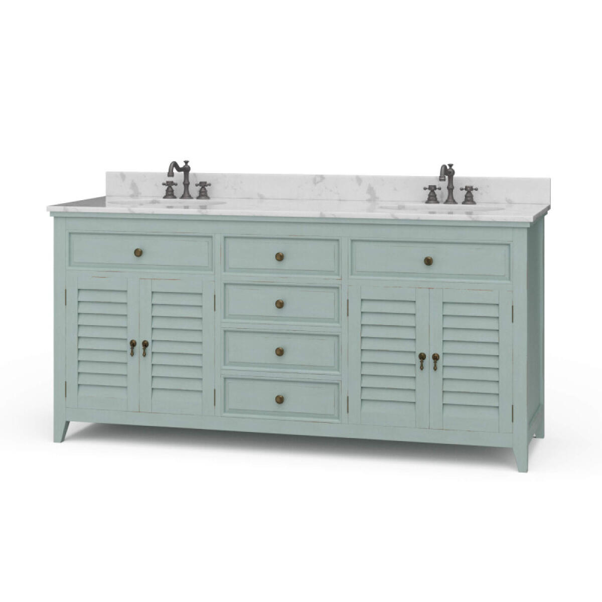 b797039815dc67bd2c783e13dfb23f12 Shutter Double Vanity W/ Sink & Marble Top - Image 1