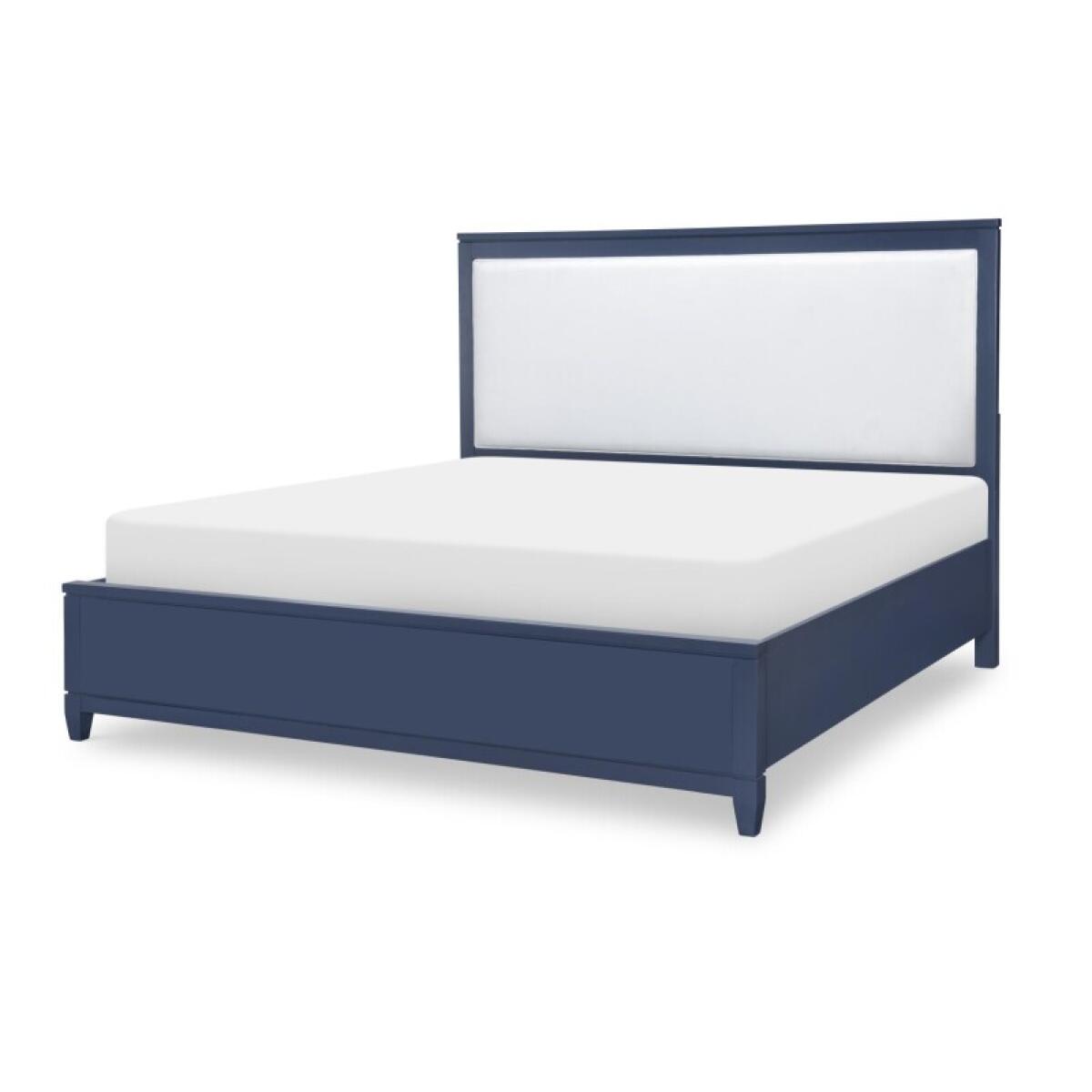 Complete Upholstered Bed King 6/6 Blue Finish Beds Beds 2 Complete Upholstered Bed King 6/6 Blue Finish Beds Beds 2