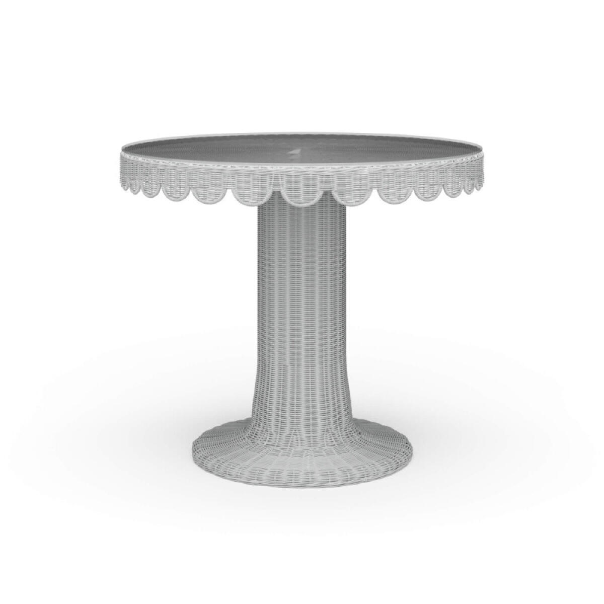 Scalloped Round Bistro Table W/ Tempered Glass Dining Tables Architectural White 2 Scalloped Round Bistro Table W/ Tempered Glass Dining Tables Architectural White 2