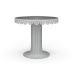 Scalloped Round Bistro Table W/ Tempered Glass Dining Tables Architectural White 25