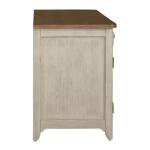Farmhouse Reimagined Door Credenza Office Storage Antique White w/ Chestnut Tops 22