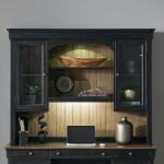 Meritage Jr Executive Credenza Hutch Office Storage Aged Charcoal w/ Rub Thru & Caramel 10