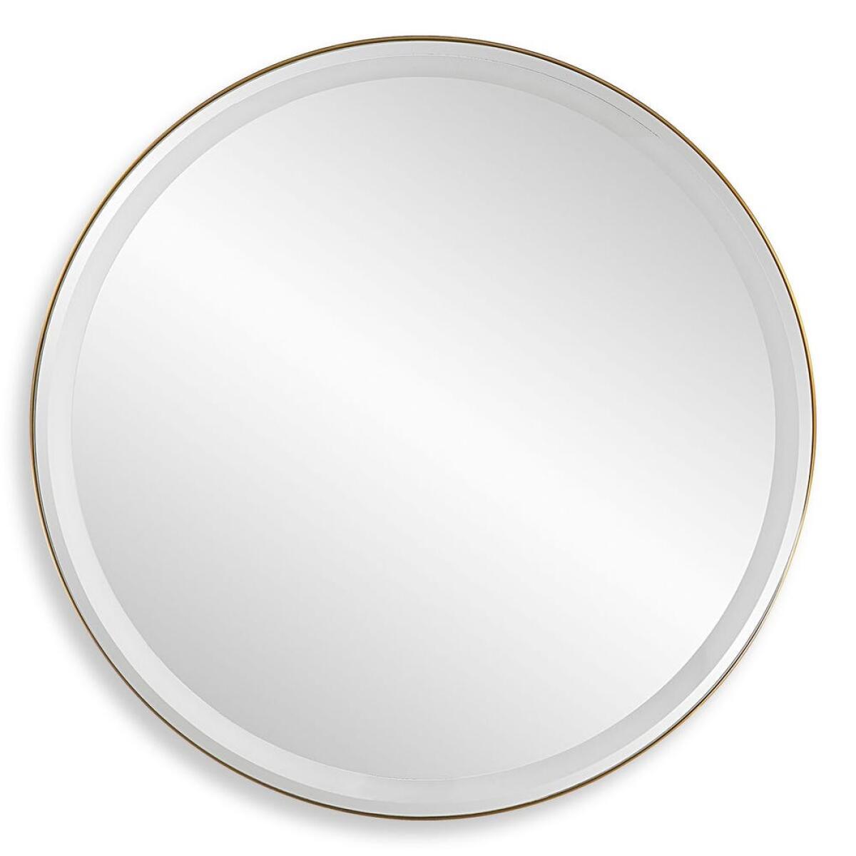ba89d9ca33590d390f5b91a365d802e7 Crofton Lighted Round Mirror, Brass - Image 1