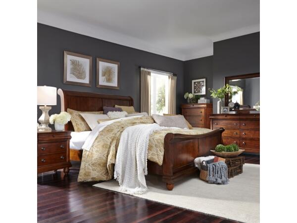 Rustic Traditions King California Sleigh Bed, Dresser & Mirror, Chest, Night Stand Bedroom Sets Bedroom Sets