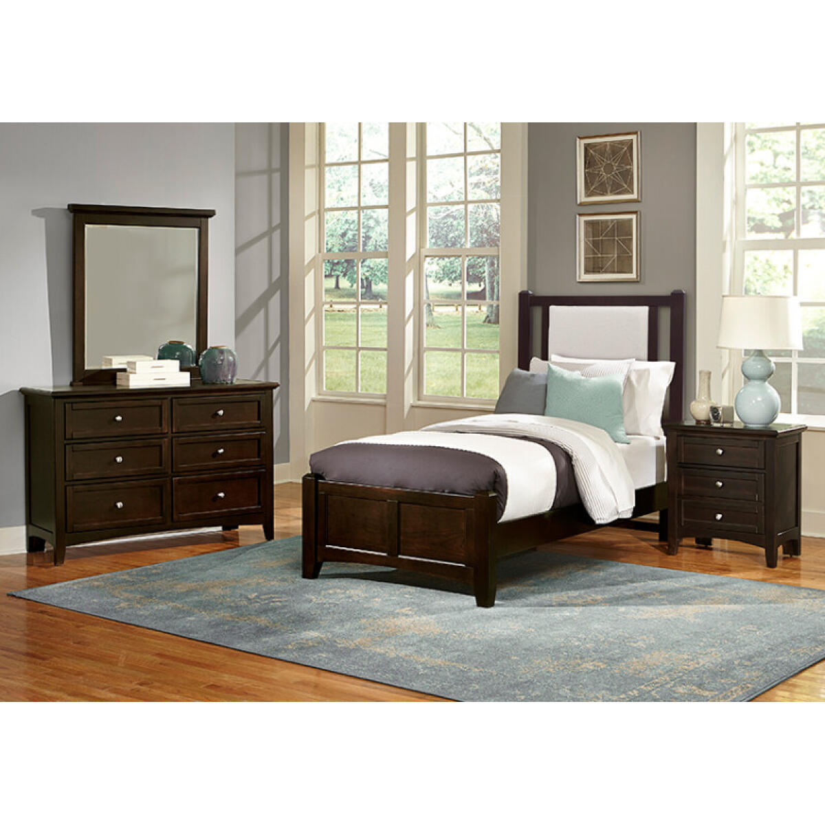 bae50d01bf0a9ba91b2e6160d9ea3b68 Bonanza TWIN UPHOLSTERED BED 3/3 - GREY - Image 1