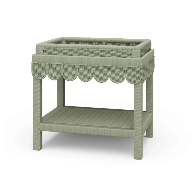 bcfd023c3d6a15a6c0143eba30b6c09b Scallop Rattan Side Table W/ Tray - Image 1