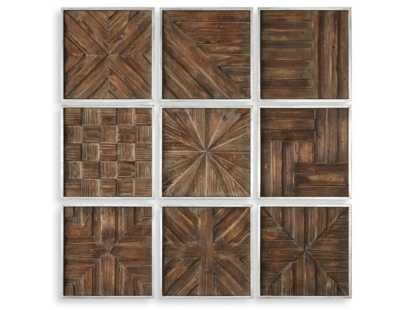 Bryndle Squares Wood Wall Decor, S/9 Wall Decor Brown