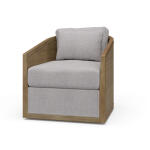 Willis Swivel Chair W/ Mahogany Frame & Rattan