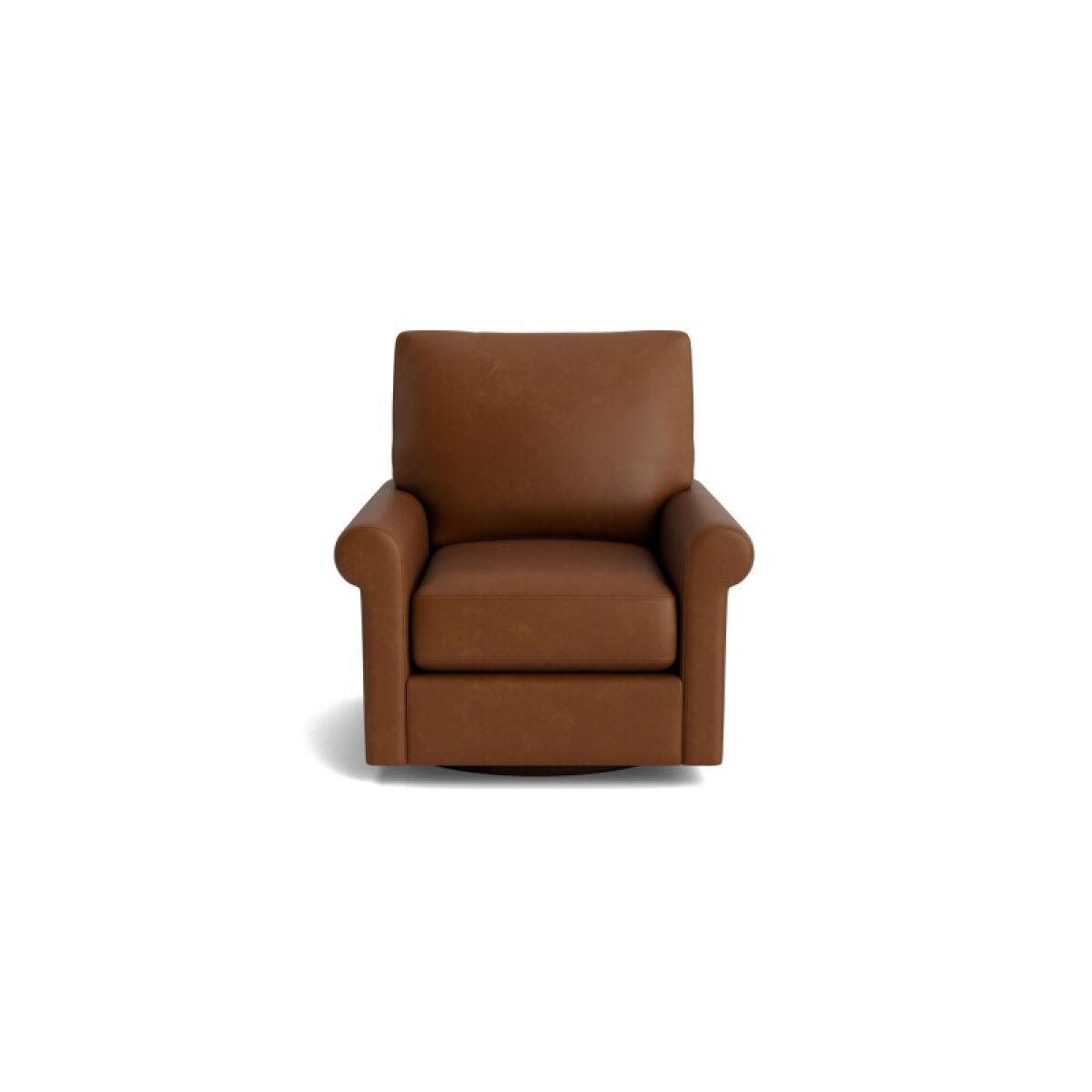 be3ce77c265efb135baf3c95c3f8cd24 True Custom™ True Custom® Leather Roll Arm Swivel Chair - Image 1