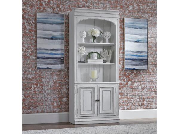 Magnolia Manor Bunching Bookcase Bookcases Antique White & Weathered Bark