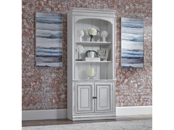 Magnolia Manor Bunching Bookcase Bookcases Antique White & Weathered Bark