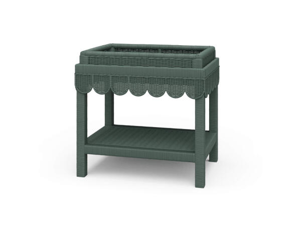 Scallop Rattan Side Table W/ Tray Chairside Tables Bramble
