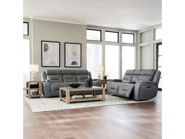 Chapman Sofa & Loveseat Sofas Aline Blue Gray Leather