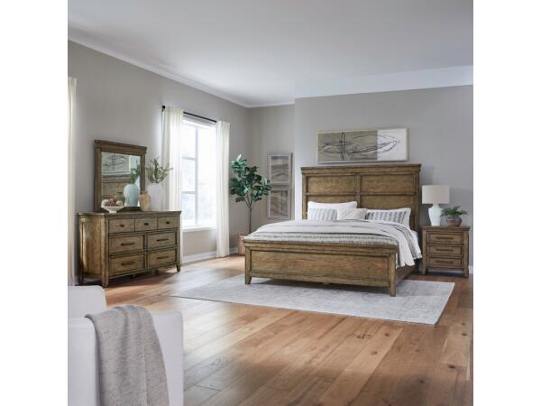 Carolina Park Queen Panel Bed, Dresser & Mirror, Night Stand Bedroom Sets Amber Brown