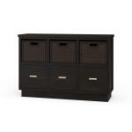 Dakota Storage Unit W/ 3 Drawers & Rattan Baskets