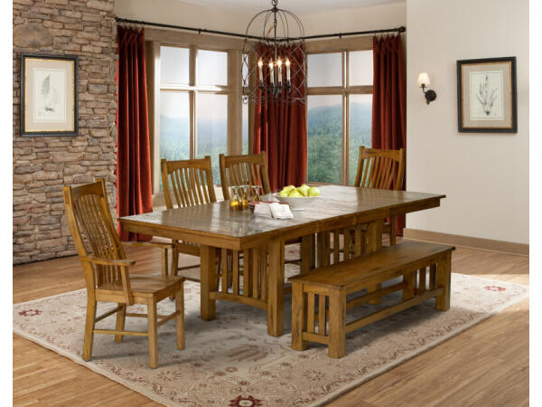 Laurelhurst Rustic Oak Trestle Table – LAURO6320 Dining Tables A-America