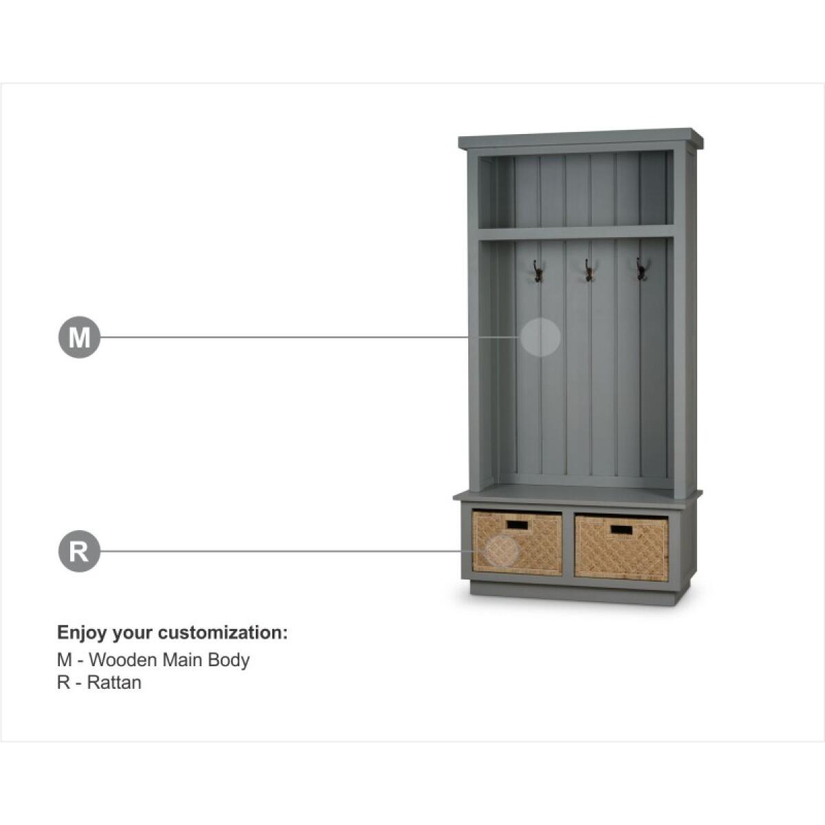c30ed5892082fe99b3530f62d4a6b94a Dakota Hallstand W/ Rattan Storage Baskets - Image 1