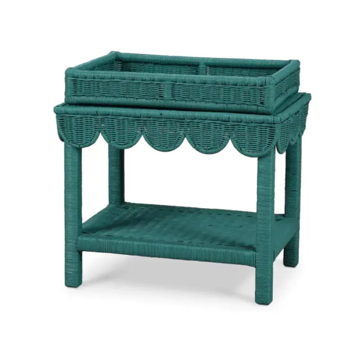 Scallop Rattan Side Table W/ Tray Chairside Tables Bramble 2 Scallop Rattan Side Table W/ Tray Chairside Tables Bramble 2