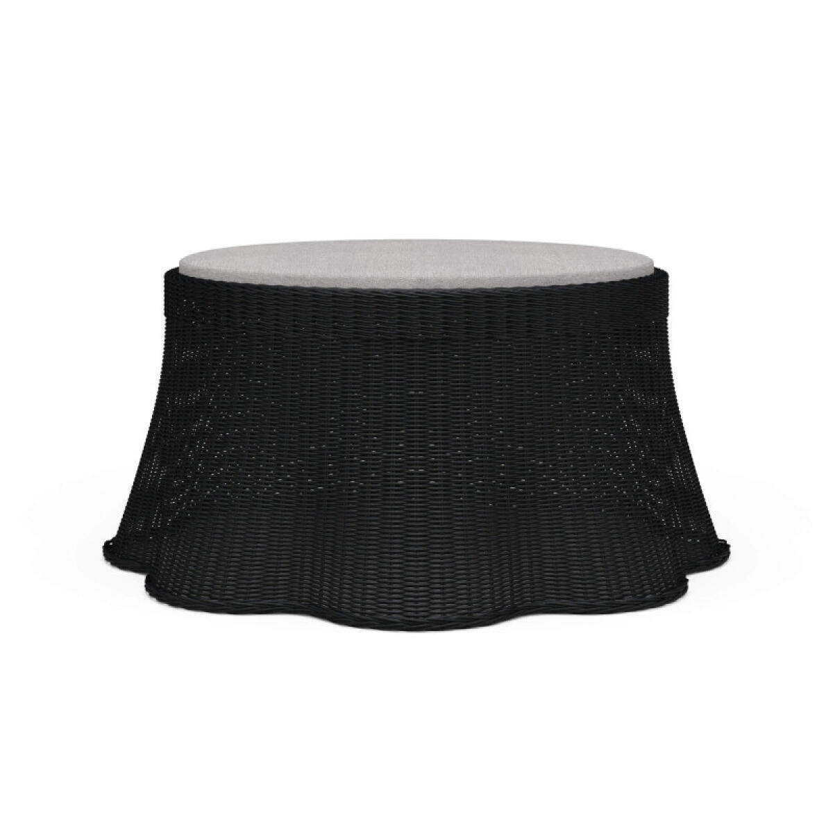 Newport Rattan Ottoman W/ Cushion Ottomans & Poufs Black 2 Newport Rattan Ottoman W/ Cushion Ottomans & Poufs Black 2