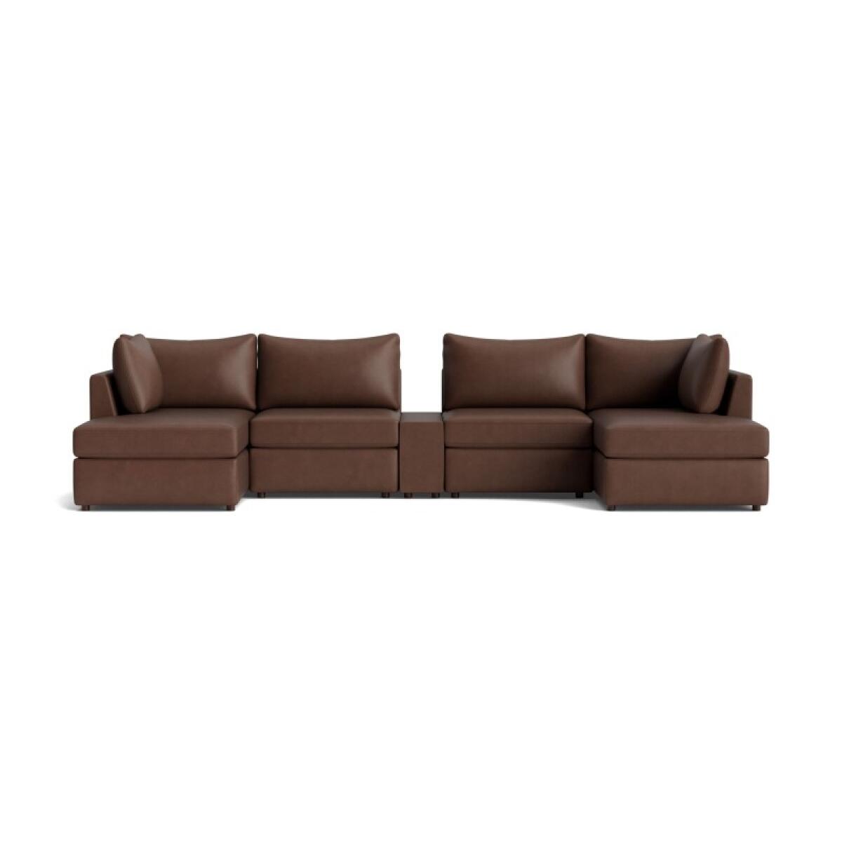 c5513f3a5e8f2d21848bcf6d61f2e906 Beckham Leather Modular Chaise Sectional Sofa - Image 1