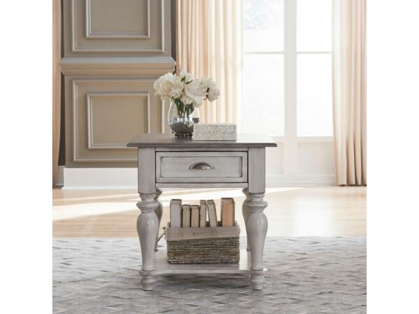 Ocean Isle Drawer End Table End tables Antique White w/ Weathered Pine