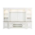 Magnolia Manor Entertainment Center with Piers Entertainment Stands Antique White & Weathered Bark 11