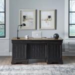 Meritage Jr Executive Desk Desks Aged Charcoal w/ Rub Thru & Caramel 21