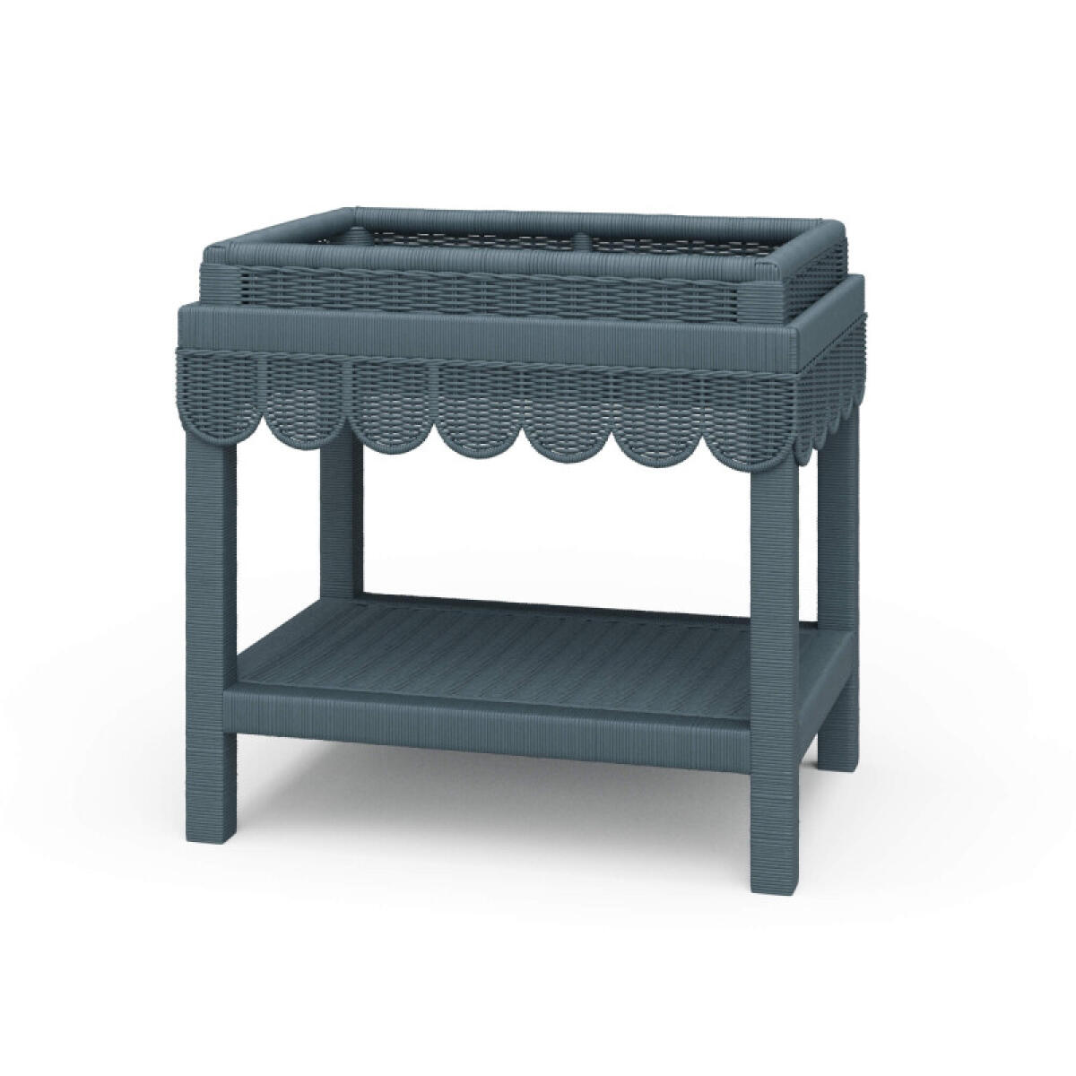 c7b321ab90565636c6c48e89f4759ff4 Scallop Rattan Side Table W/ Tray - Image 1
