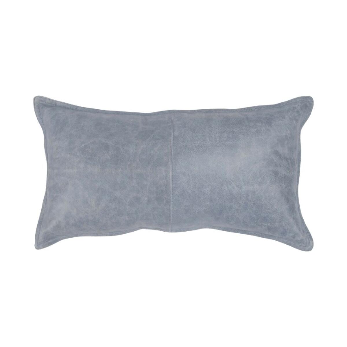 c7b7db4ec11d975c5b70521c00f050f0 Dupont Leather Sea Fog Blue Lumbar Pillow Cover + Insert - Image 1