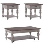 Ocean Isle 3 Piece Set Table Sets Antique White w/ Weathered Pine 9