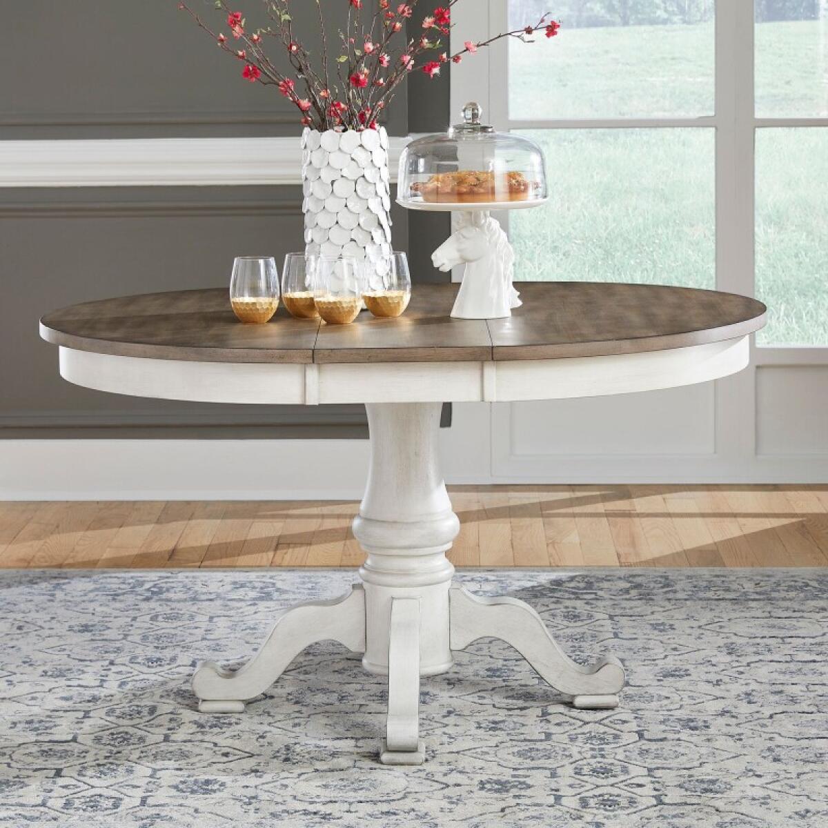 Ocean Isle Single Pedestal Table Top Dining Table Tops Antique White w/ Weathered Pine 2 Ocean Isle Single Pedestal Table Top Dining Table Tops Antique White w/ Weathered Pine 2