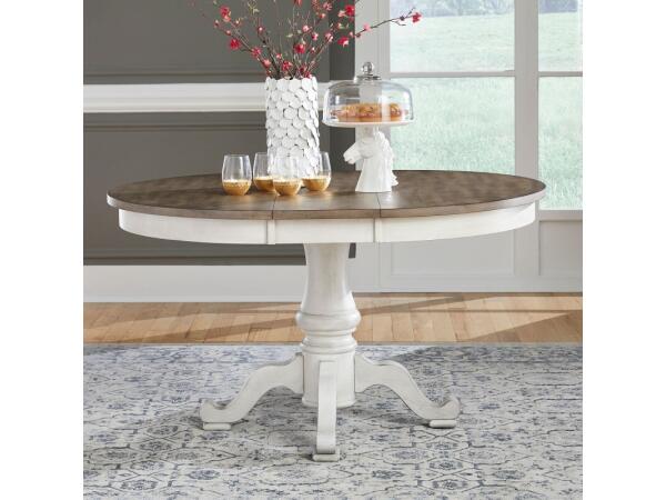 Ocean Isle Single Pedestal Table Top Dining Table Tops Antique White w/ Weathered Pine