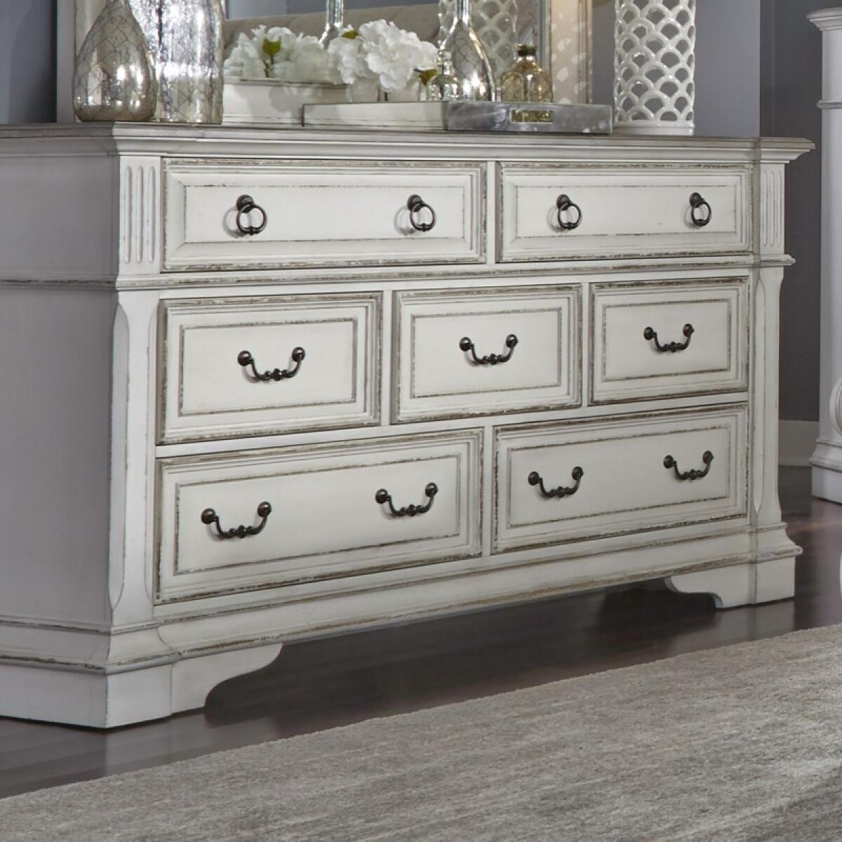 Abbey Park 7 Drawer Dresser Dressers Antique White & Weathered Brown 2 Abbey Park 7 Drawer Dresser Dressers Antique White & Weathered Brown 2