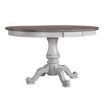 Ocean Isle Pedestal Table Set Dining Sets Antique White w/ Weathered Pine 9