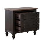 Americana Farmhouse Bedside Chest w/ Charging Station – Black Nightstands Brown 29