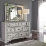 Abbey Park King California Panel Bed, Dresser & Mirror Bedroom Sets Antique White & Weathered Brown 10