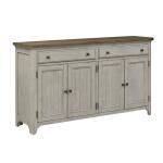 Farmhouse Reimagined Server Dining Storage Antique White w/ Chestnut Tops 14