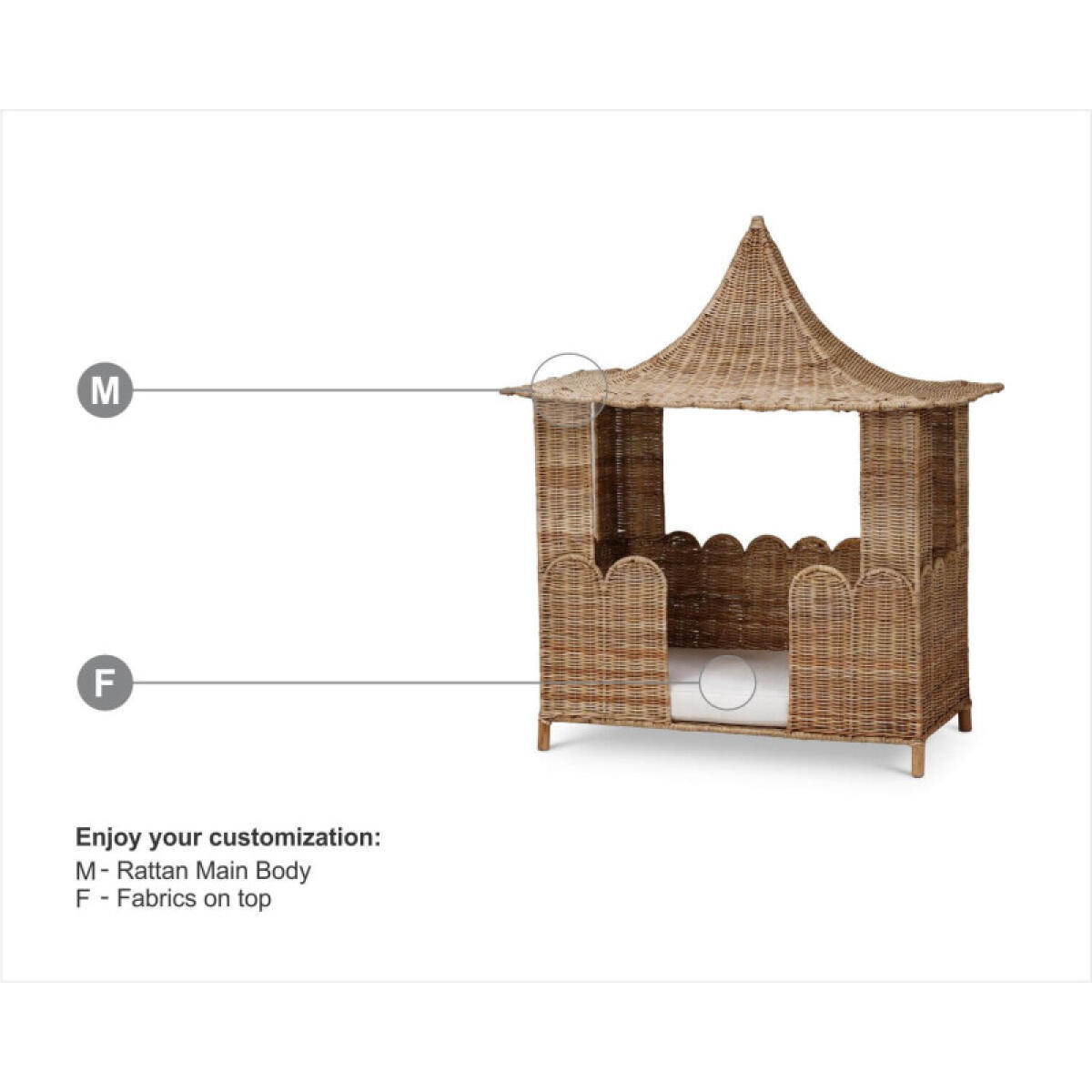 ca443e434cac986edba3fc08642ca99e Scalloped Rattan Dog Bed - Image 1