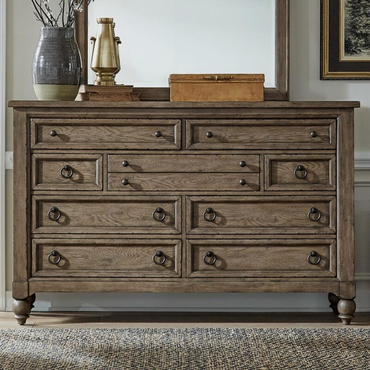 Americana Farmhouse 9 Drawer Dresser Dressers Brown 2 Americana Farmhouse 9 Drawer Dresser Dressers Brown 2