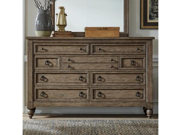 Americana Farmhouse 9 Drawer Dresser Dressers Brown