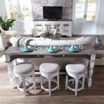 Magnolia Manor Console Swivel Stool Barstools Antique White & Weathered Bark 19